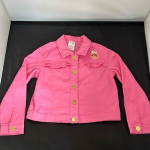 Hello Kitty Girl's Pink Collared Long-Sleeve Snap-Button Jean Jackets Size 7